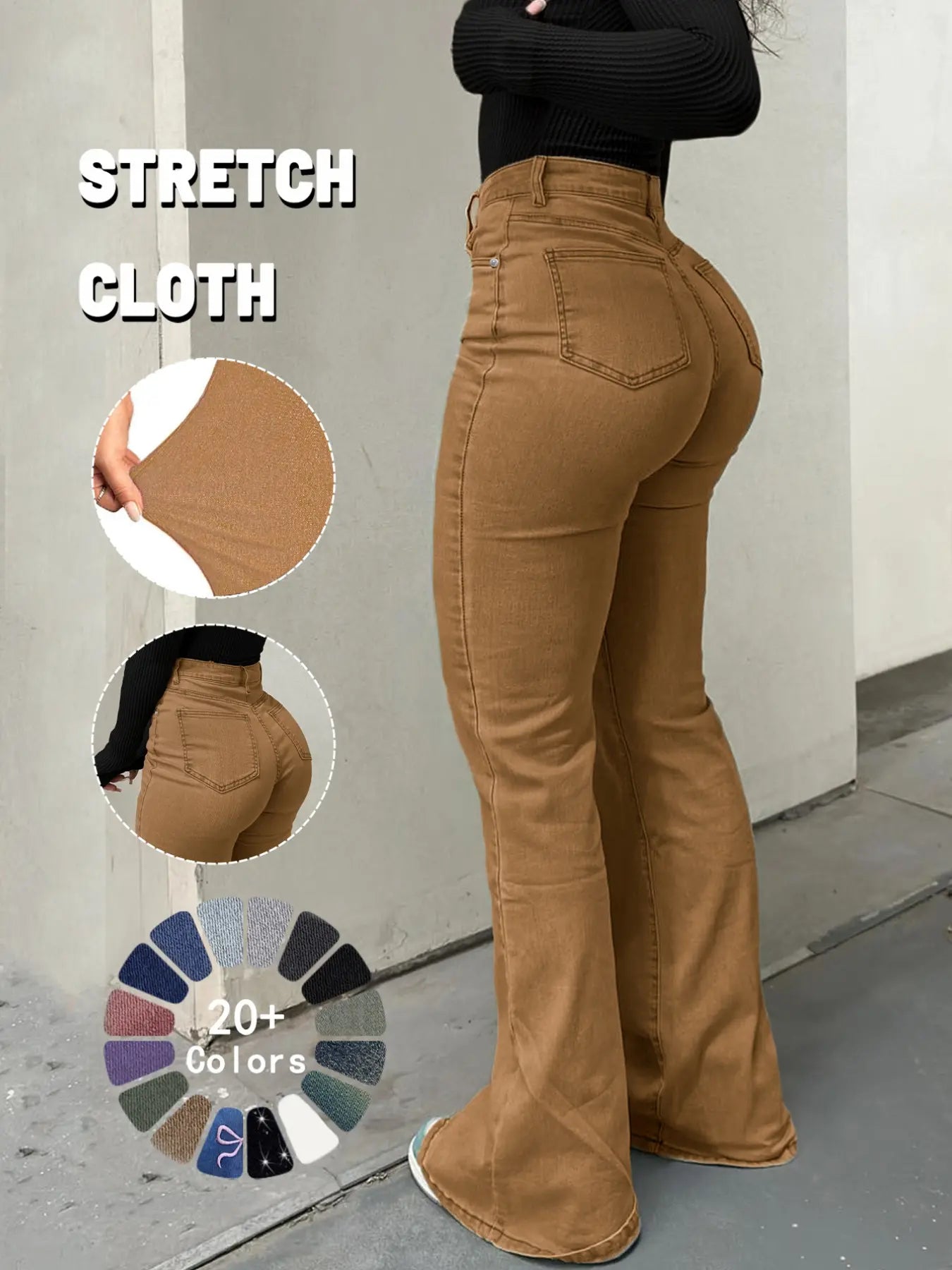 GILIPUR Y2K Women'S High Waist Flare Leg Jeans, Casual Button Fly Pocket Design Bell Bottom Denim Pants, Women'S Bottoms for Daily Wear, Kardashian Style, 000 Jeans, Light Wash, Flared Leg Jeans, Womenswear
